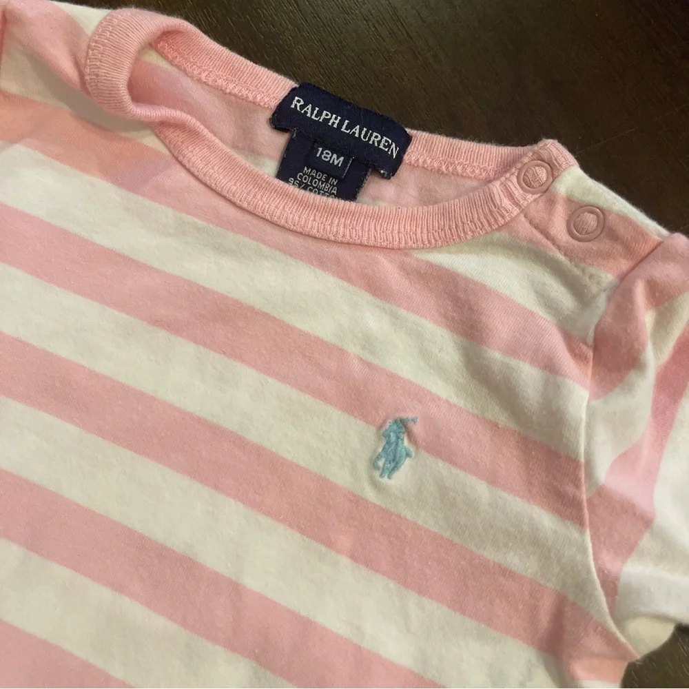 Ralph Lauren pink stripe long sleeve bodysuit‎ 18 months